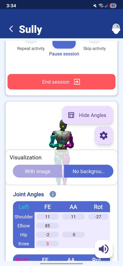 Rehab platform app — joint angle tracking