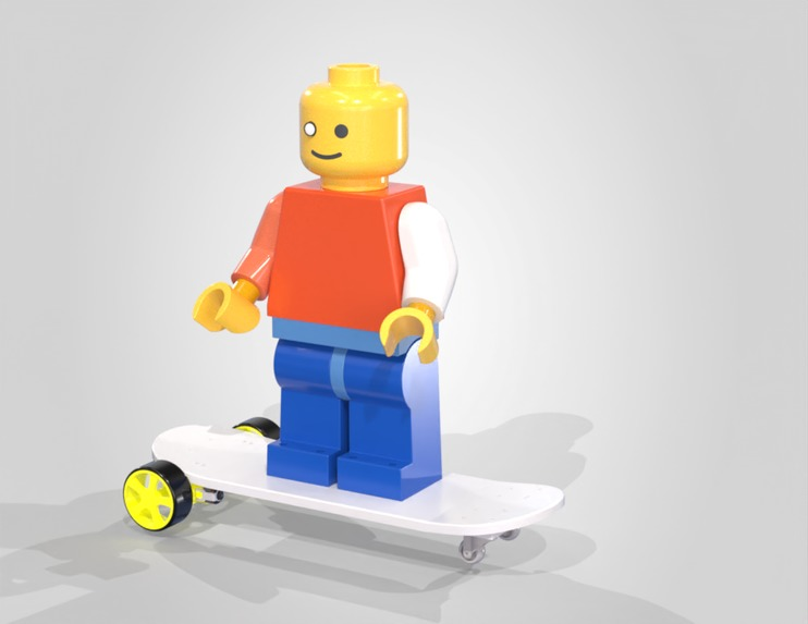 CAD render of B.O.B. on the skateboard base