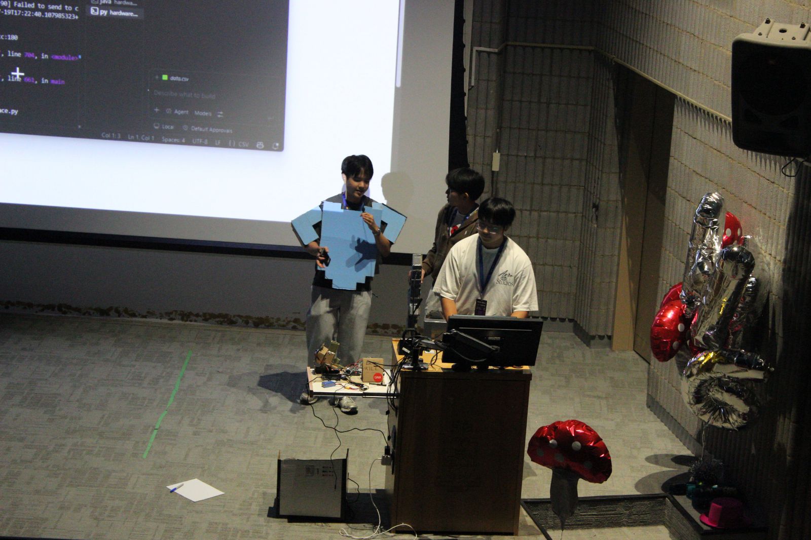 Live demo on stage, shield prop